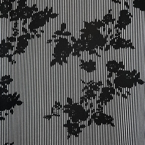 Worthington Floral Blouse Womens XXL Black White Striped Lace Up Long Sleeve Top - Picture 5 of 12